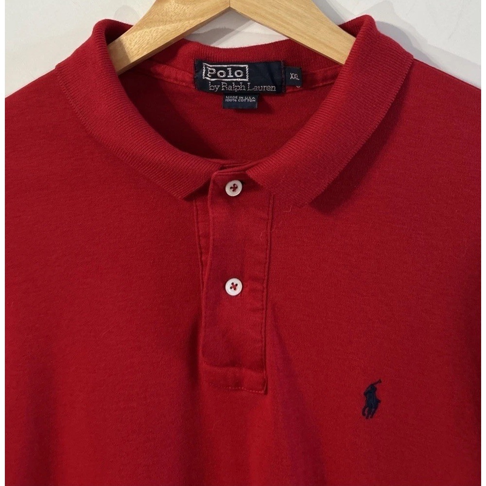 Mens Vintage Polo Ralph Lauren Long Sleeve Polo Shirt USA Sz XL / XXL